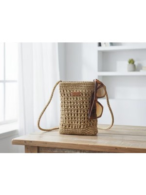 Home Art Paris El Yapımı Hasır Örgü Omuz Çantası - Doğal Kağıt Ip Tasarım Çapraz Çanta - Bohem Yazlık Butik Aksesuar