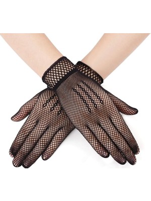 Practika Siyah Renk Likralı File Eldiven Parmaklı Örgü Eldiven Yetişkin Boy