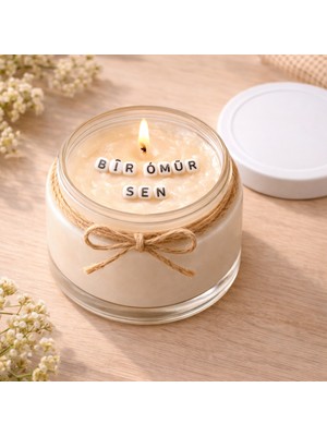 Verda Desing Bir Ömür Sen Notlu Kokulu Kavanoz Mum - Özel Notlu Hediyelik Cam Mum