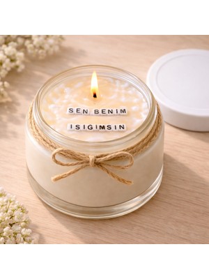 Verda Desing Sen Benim Işığımsın Notlu Kokulu Kavanoz Mum - Özel Notlu Hediyelik Cam Mum