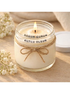 Verda Desing Doğum Günün Kutlu Olsun Notlu Kokulu Kavanoz Mum - Özel Notlu Hediyelik Cam Mum