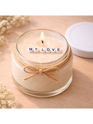 Verda Desing My Love Notlu Kokulu Kavanoz Mum - Özel Notlu Hediyelik Cam Mum
