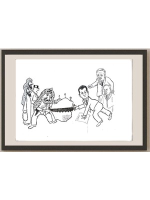 Karikatural Yosef Fayer 33X23CM Orijinal Karikatür BOD04120