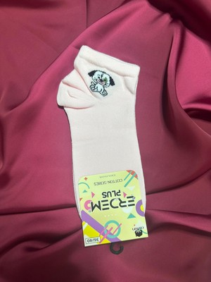 Pembe Köpek Desenli Pamuklu Çorap