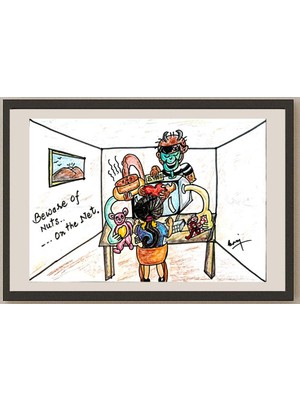 Karikatural Dhanraj Chauhan 29X21CM Orijinal Karikatür BOD03785