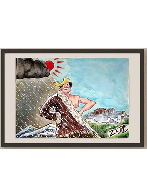 Karikatural Zhu Xing Jian 33X23CM Orijinal Karikatür BOD04425