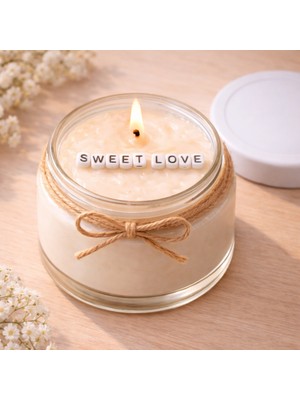 Verda Desing Sweet Love Notlu Kokulu Kavanoz Mum - Özel Notlu Hediyelik Cam Mum