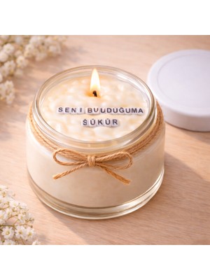 Verda Desing Seni Bulduğuma Şükür Notlu Kokulu Kavanoz Mum - Özel Notlu Hediyelik Cam Mum