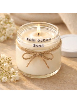 Verda Desing Aşık Oldum Sana Notlu Kokulu Kavanoz Mum - Özel Notlu Hediyelik Cam Mum