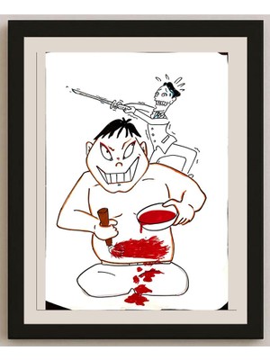 Karikatural Kayoko Sugama 38X28CM Orijinal Karikatür BOD04129