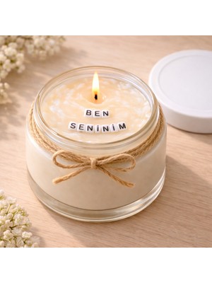 Verda Desing Ben Seninim Notlu Kokulu Kavanoz Mum - Özel Notlu Hediyelik Cam Mum