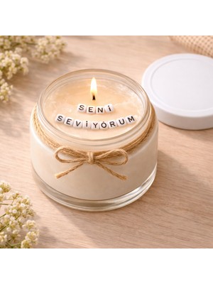 Verda Desing Seni Seviyorum Notlu Kokulu Kavanoz Mum - Özel Notlu Hediyelik Cam Mum