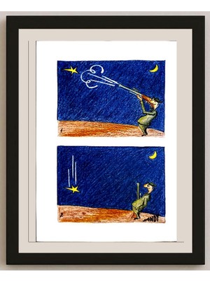 Karikatural Andy Chaushu 29X21CM Orijinal Karikatür BOD03391