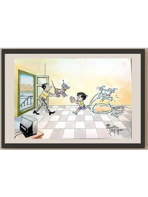 Karikatural Vendra Gopalaksrishna 29X21CM Orijinal Karikatür BOD03849