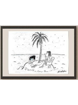 Karikatural Toshiko Nishida 50X35CM Orijinal Karikatür BOD03535