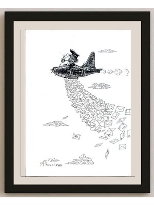 Karikatural Ali Divandari 29X21CM Orijinal Karikatür BOD04349