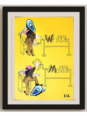 Karikatural Dilyan Dochev 29X21CM Orijinal Karikatür BOD03269