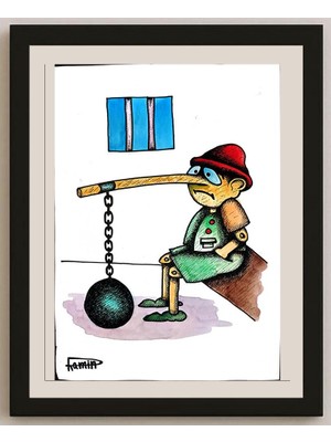 Karikatural Ramin Rezaie 29X21 Orijinal Karikatür BOD03945