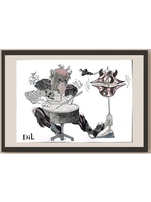 Karikatural Dilyan Dochev 29X21CM Orijinal Karikatür BOD03274