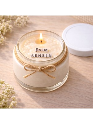 Verda Desing Evim Sensin Notlu Kokulu Kavanoz Mum - Özel Notlu Hediyelik Cam Mum