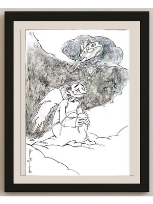 Karikatural Kiyarash Zandi 50X35CM Orijinal Karikatür BOD03512