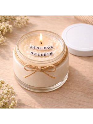 Verda Desing Seni Çok Özledim Notlu Kokulu Kavanoz Mum - Özel Notlu Hediyelik Cam Mum