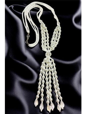 Petek Aksesuar Cam Inci Boncuk Şık Uzun Kolye