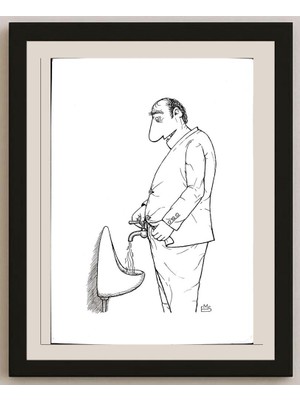 Karikatural Makhmudjon Eshonkulov 29X21CM Orijinal Karikatür BOD03196