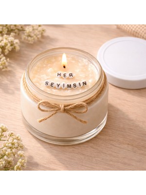 Verda Desing Her Şeyimsin Notlu Kokulu Kavanoz Mum - Özel Notlu Hediyelik Cam Mum