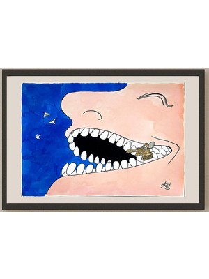 Karikatural Susumu Katsumata 35X25CM Orijinal Karikatür BOD04423