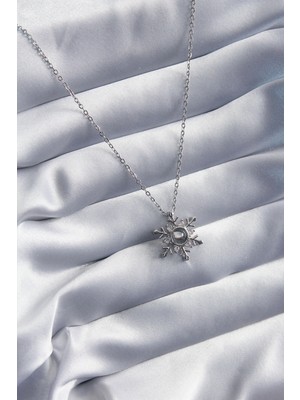 Erbilden Erb 316L Çelik Gold Renk Zirkon Taşlı Kar Tanesi Projeksiyon Model Kadın Kolye