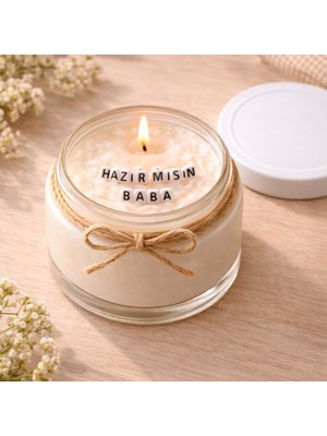 Verda Desing Hazır Mısın Baba Notlu Kokulu Kavanoz Mum - Özel Notlu Hediyelik Cam Mum