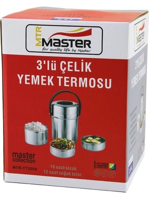 SHC4200 MTR-YT-2000 3lü Çelik Yemek Termosu Sefer Tası 2lt*12