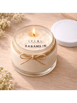 Verda Desing Iyi Ki Babamsın Notlu Kokulu Kavanoz Mum - Özel Notlu Hediyelik Cam Mum