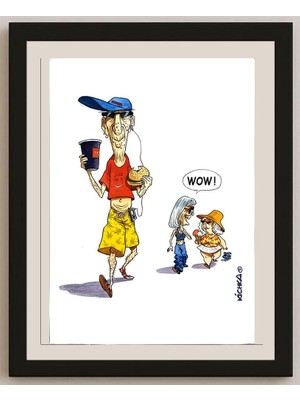 Karikatural Michel Kichka 43X30CM Orijinal Karikatür BOD04553