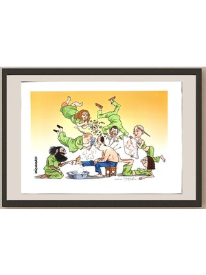 Karikatural Michel Kichka 43X30CM Orijinal Karikatür BOD04555