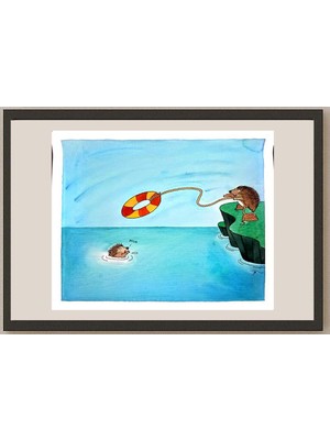 Karikatural Young Sikoh 33X26CM Orijinal Karikatür BOD03756