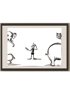 Karikatural Amit Kumar 29X21CM Orijinal Karikatür BOD03673