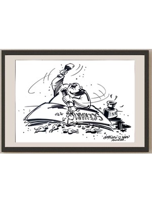 Karikatural Pijpi 50X35CM Orijinal Karikatür BOD03509