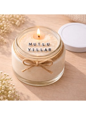 Verda Desing Mutlu Yıllar Notlu Kokulu Kavanoz Mum - Özel Notlu Hediyelik Cam Mum