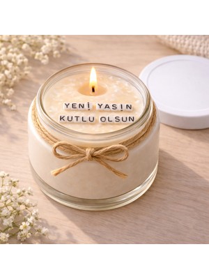 Verda Desing Yeni Yaşın Kutlu Olsun Notlu Kokulu Kavanoz Mum - Özel Notlu Hediyelik Cam Mum