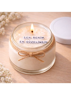 Verda Desing Sen Benim En Güzelimsin Notlu Kokulu Kavanoz Mum - Özel Notlu Hediyelik Cam Mum