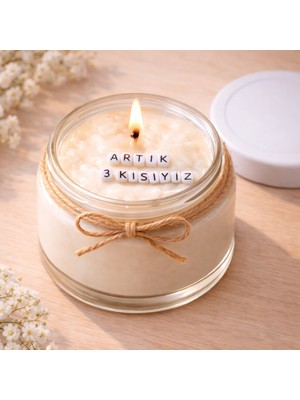 Verda Desing Artık 3 Kişiyiz Notlu Kokulu Kavanoz Mum - Özel Notlu Hediyelik Cam Mum