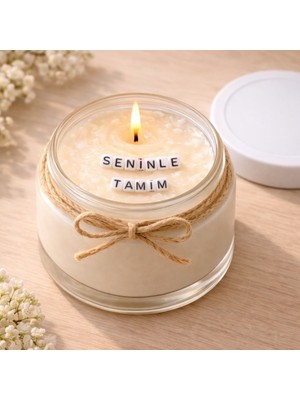 Verda Desing Seninle Tamım Notlu Kokulu Kavanoz Mum - Özel Notlu Hediyelik Cam Mum
