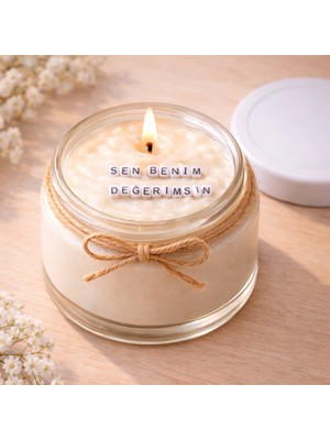 Verda Desing Sen Benim Değerimsin Notlu Kokulu Kavanoz Mum - Özel Notlu Hediyelik Cam Mum