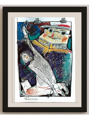 Karikatural Baniasadi Mohammad Ali 29X21CM Orijinal Karikatür BOD04276