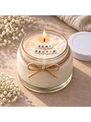 Verda Desing Seni Seçtim Notlu Kokulu Kavanoz Mum - Özel Notlu Hediyelik Cam Mum