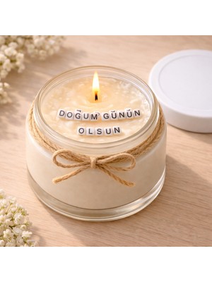 Verda Desing Doğum Günün Olsun Notlu Kokulu Kavanoz Mum - Özel Notlu Hediyelik Cam Mum
