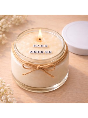 Verda Desing Bana Aşık Ol Notlu Kokulu Kavanoz Mum - Özel Notlu Hediyelik Cam Mum