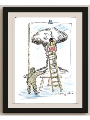 Karikatural Zhang Wei 29X21CM Orijinal Karikatür BOD03675